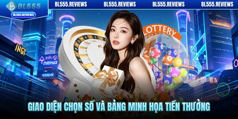 Giao diện chọn số và bảng minh họa tiền thưởng